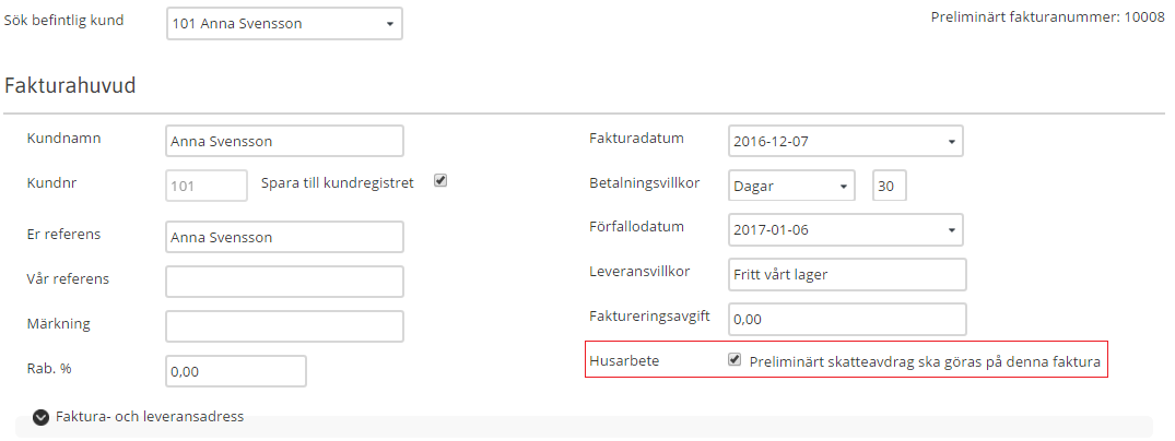 Fakturera Rot Och Rut Speedledger Hjalpcenter